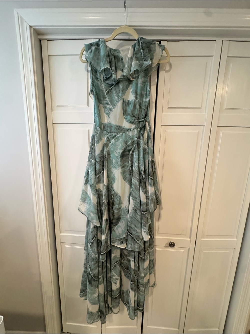 Lulus Green Leaf-Print Ruffle High-Low Dress - Picture 8 of 9